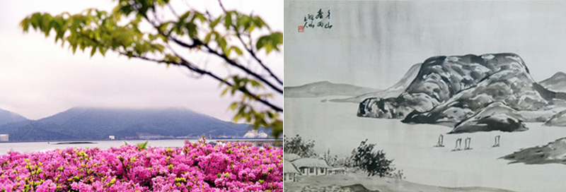 제7경 아산춘우 - 봄비 속에 아산의 아름다운 풍경
